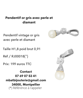 Pendentif or gris 750 avec perle et diamant une grave pollution 