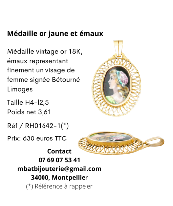 Médaille or jaune et émaux destockage