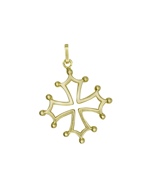 Pendentif or jaune 750 croix du Languedoc pas chere