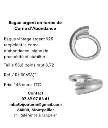 Bague argent en forme de Corne d'Abondance vous aussi creer 