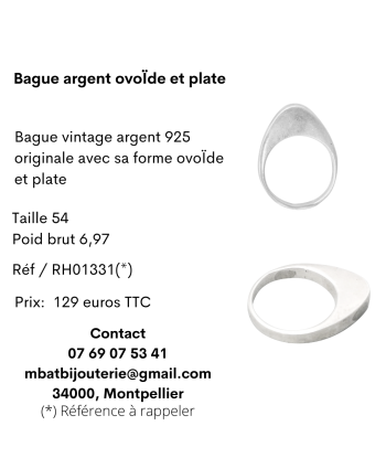 Bague argent ovoïde et plate d'Europe débarque