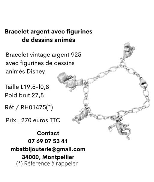 Bracelet argent avec figurines de dessins animés commande en ligne