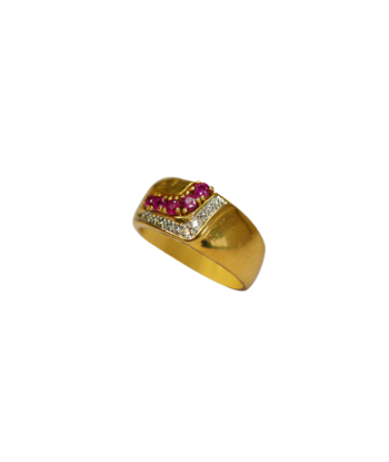 Bague or jaune 750 avec pierres rouges 50-70% off 