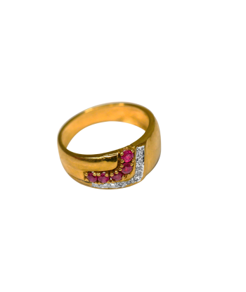 Bague or jaune 750 avec pierres rouges 50-70% off 