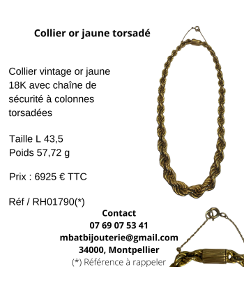 Collier or jaune 750 torsadé 2024