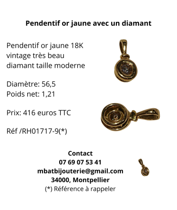 Pendentif or jaune avec un diamant Venez acheter