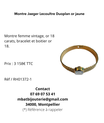 Montre Jaeger Lecoultre Duoplan or jaune En savoir plus