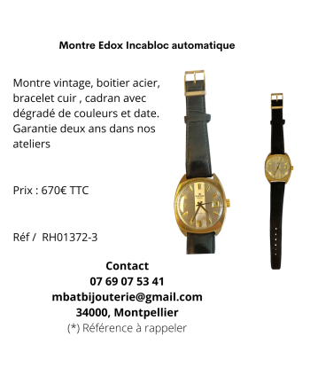 Montre Edox Incabloc automatique Par le système avancé 