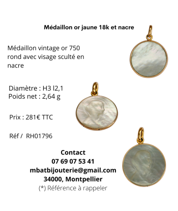 Médaillon or jaune 18k et nacre outlet