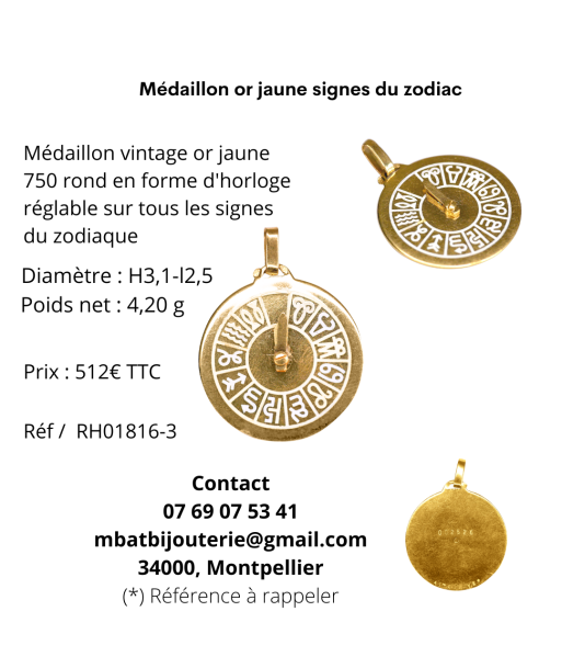 Médaillon or jaune signes du zodiac Comment ça marche