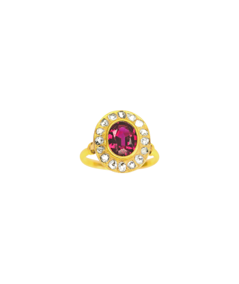 Bague en or jaune 18K avec sublime rubis en linge