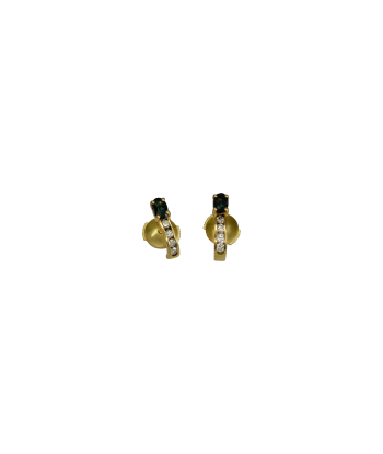 Boucles d'oreille or jaune 18k 8 diamants et saphirs en ligne des produits 