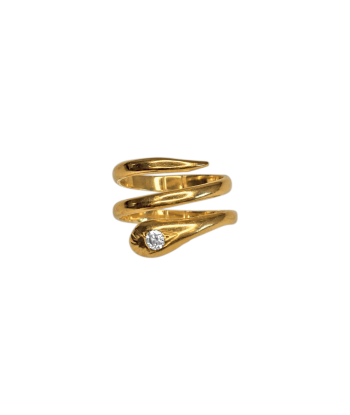 Bague or jaune 18k serpent avec diamant une grave pollution 