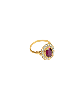 Bague en or jaune 18K avec sublime rubis en linge