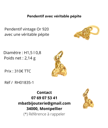 Pendentif avec véritable pépite 22,08k À commander