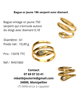 Bague or jaune 18k serpent avec diamant une grave pollution 