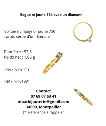 Bague or jaune 18k avec un diamant Le MVP de beaucoup