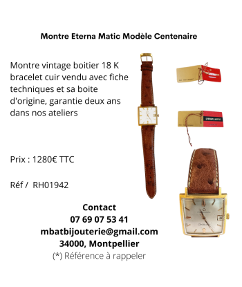 Montre Eterna Matic Modèle Centenaire les ctes