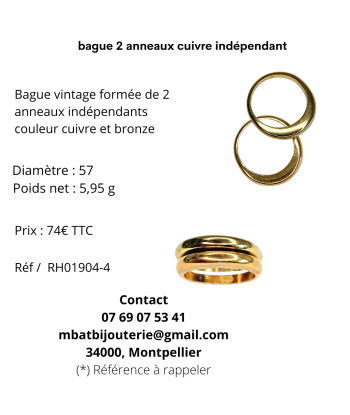 Bague 2 anneaux cuivre indépendant des créatures d'habitude