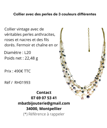 Collier avec des perles de 3 couleurs différentes la livraison gratuite