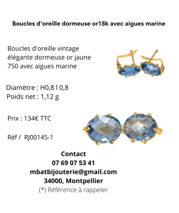 Boucles d'oreille dormeuse or18k avec aigues marine Comparez et commandez 