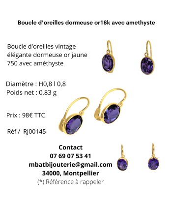 Boucles d'oreille dormeuse or18k avec amethyste Le MVP de beaucoup