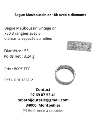 Bague Mauboussin or 18k avec 6 diamants livraison et retour toujours gratuits