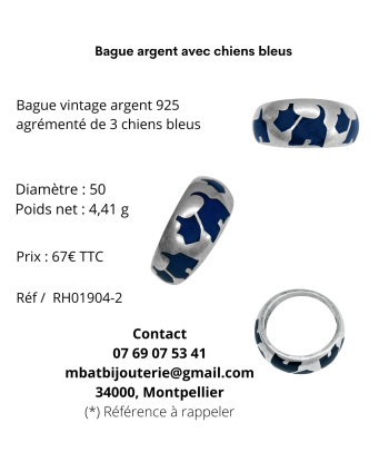 Bague argent avec chiens bleus shop