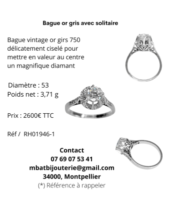 Bague or gris solitaire de votre