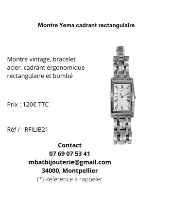 Montre Yema cadrant rectangulaire acheter en ligne