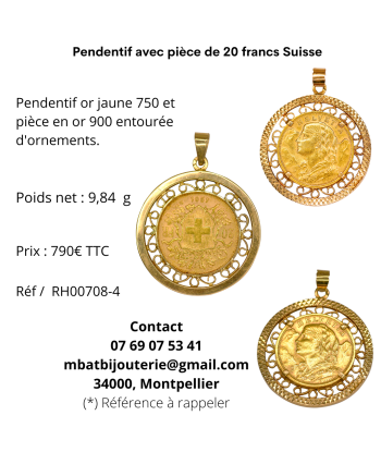 Pendentif avec pièce de 20 francs Suisse 1901 Toutes les collections ici