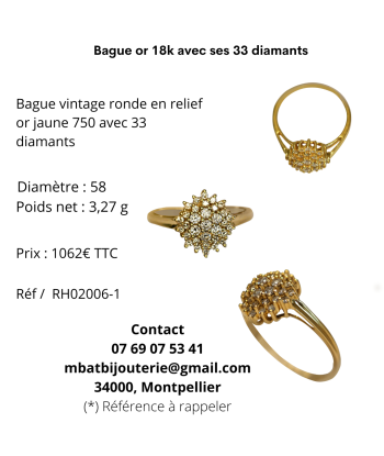 Bague or 18k avec ses 33 diamants plus qu'un jeu 