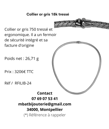 Collier or gris 18k tressé Les êtres humains sont 