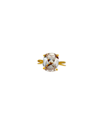 Bague or jaune 750 avec une magnifique pierre aux reflets roses ou a consommer sur place